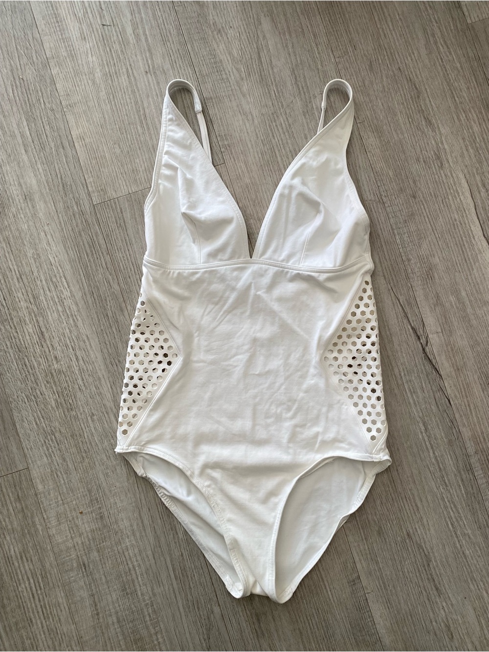 Eres White Cream Plunge One Piece Swimsuit Bachelorette Poolside Resort Sz US 10